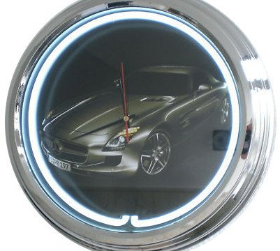 Neon Uhr SLR Wanduhr Deko-Uhr Leuchtuhr USA 50's Style Retro Uhr Neonuhr