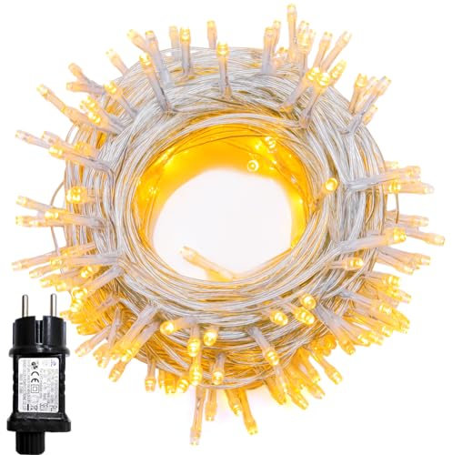 WISD LED Lichterkette 33m, 300er Warmweiß - Weihnachtsbeleuchtung mit Timer und EU Stecker - Innen und Außen Deko für Weihnachtsbaum, Balkon, Zimmer, Garten