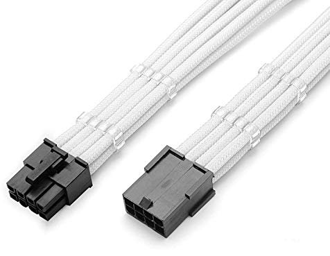 8 Pin PCIE GPU Sleeved Extension Cable 30cm + 2 Cable Combs - Shakmods (White)