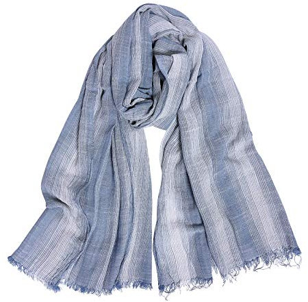 DAMILY Herren Schal Warm Winter Schals Gestreiftes Halstuch Leinen (Denimblau)
