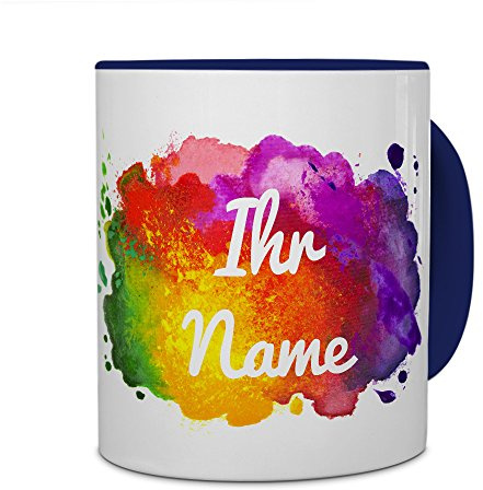 printplanet® Tasse mit Namen personalisiert - Motiv Color Paint individuell gestalten - Farbvariante Blau