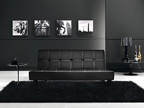 Bagno Italia Relax Schlafsofa zurückklappbar 180x97x36 aus Kunstleder schwarz 3 Sitzplazt mit Kippstabil System