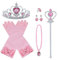 Vicloon Prinzessin Kostüme Eisprinzessin Set of 9, ELSA Handschuhe, Pfirsichherz Krone, Zauberstab, Halskette, Ring, Ohrring. (Pink)