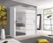 Modern Bedroom Mirror sliding door wardrobe with 2 LED Light Width 150cm/180cm/203cm (150cm, White)