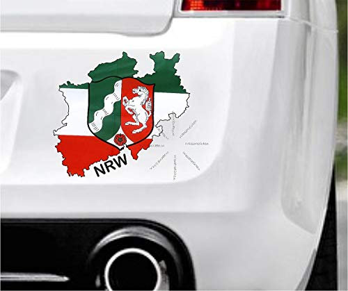 Sticker-Designs 10cm! Klebe-Folie Wetterfest Made-IN-Germany:NRW-Bundesland-Flagge D26 UV&Waschanlagenfest Auto-Aufkleber Profi-Qualität!