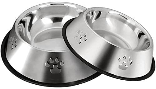 2 Stück Edelstahl Hundenapf,Napf Katze, rutschfeste Haustier Schüssel/Futternapf (XS-15 cm)