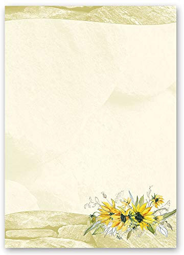 20 Blatt Briefpapier Blumen & Blüten GELBE SONNENBLUMEN - DIN A4 Format - Paper-Media