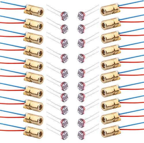 RUNCCI-YUN 20pcs Mini Diode Red Module Dot Diode Module 5V 6mm + 20pcs Photo Resistor Light Resistance 5mm