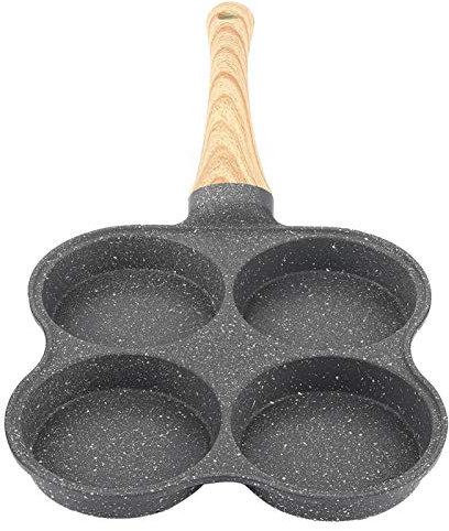 Poêle à omelette, 4 trous poêles à frire antiadhésives Casserole à crêpes pour petit déjeuner pour cuisinière à gaz Cuisinière à induction Cuisinière électrique en céramique (14.4x7.7x1.0in)