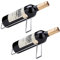 Weinregal aus Metall, freistehend, Tisch-Weinflaschenhalter, geometrisches Design für Tischplatte, Weinflaschenhalter, perfekter Weinhalter, silberfarben, 2 Stück