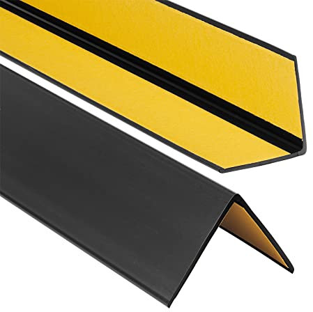 ProfiPVC Cornière PVC 50x50 mm 90cm - Baguette d’angle de protection, profilé d'angle caoutchouc autoadhésif - Protection d'angles et rebords, flexible, facile à installer, Noir