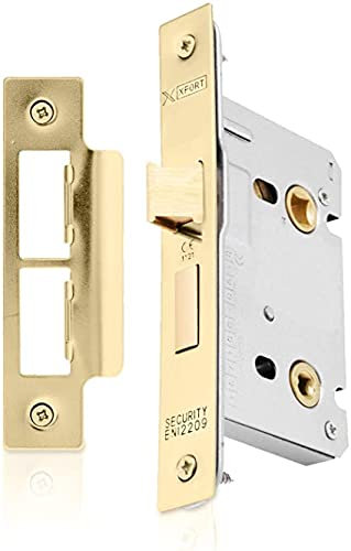 Ironmongery Solutions® Bathroom Mortice Lock Door Latch Mechanism and Thumb Turn Locking Door Security with Polished Brass Finish.