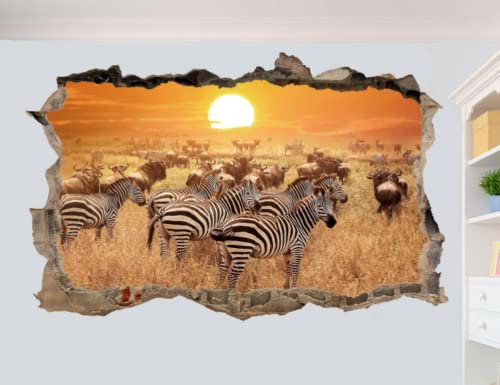AFRIKA WILDLIFE ZEBRA WANDAUFKLEBER KUNSTAUFKLEBER WANDBILDER ZIMMER BÜRO DEKOR