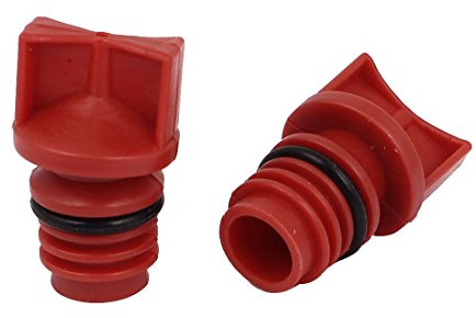 Ruilogod Custodia del compressore 'aria di plastica 18mm Tappi di olio del filo maschio 18mm 2pcs rosso
