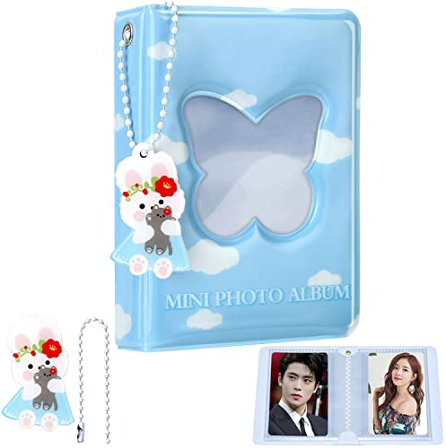 3 Zoll Kpop Photocard Binder, 40 Pockets Photocard Holder Kpop Niedlich Mini Photo Kpop Album, Butterfly Hollow Kpop Binder Photo Card Holder with Lovely Pendant für Fotosammlung