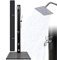 AREBOS Douche Solaire 40 L | avec Couvercle | avec thermomètre intégré | Noir | pommeau de Douche pivotant | douchette Mobile | avec Douche de Pied & raccord de Tuyau d'arrosage