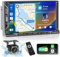 Hikity Doppel Din Android Autoradio mit DAB/DAB+ und Carplay Android Auto, 7 Zoll DAB Autoradio mit Navi Blidschirm 6 USB Port Mirror Link DAB FM RDS Radio GPS WiFi SWC Rückfahrkamera