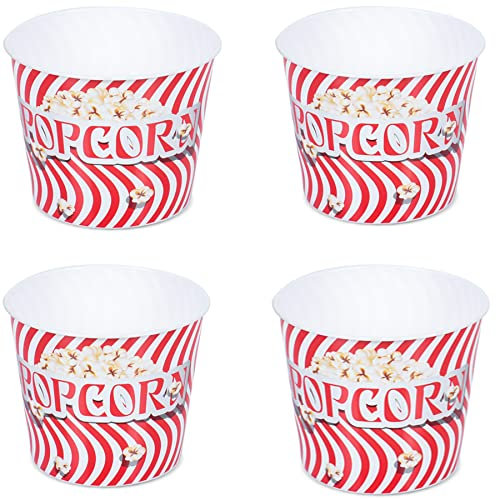 Secen LONDON - Reusable Plastic Popcorn Containers/Popcorn Bowls Set for Movie Theater Night,Washable in the Dishwasher,%100 BPA Free, Plastic, (4PCS Basket),