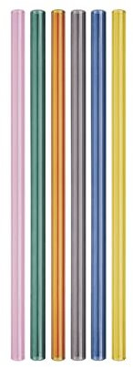 REMEMBER Glasstrohhalme, 6er-Set, spülmaschinengeeignet mit Bürste