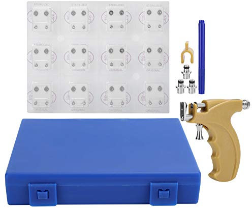 Ohrloch Stecher Set, Piercing Pistole, Ohrpiercing Kit, Ohrpiercer Ohrlochstechpistole mit 12 Paar Ohrsteckern für Ohren, Nase und Bauchnabel für Salon Heimgebrauch