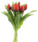mucplants künstliche Tulpen Tulpenbündel mit 4 Tulpen und 3 Tulpenknospen real Touch (Rot)