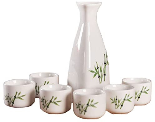 ZEALMAX Set de 7 Jolies Coupes à saké japonaises et pichets à saké, pour déguster du vin et du thé, B