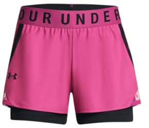 Under Armour Damen Play Up-Pantaloncini 2 In 1 Shorts, (686) Astro Pink/Schwarz/Schwarz, XL