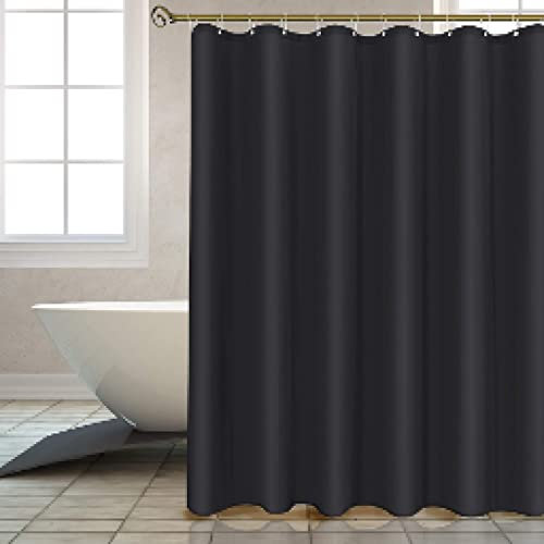 KEPPD Rideau De Douche Solide Robuste Épaissir Polyester Imperméable Rideau De Bain Longue Taille De Stall Couleur Noire avec 12 Crochets Lavable XXL 120X190cm Rideau De Douche