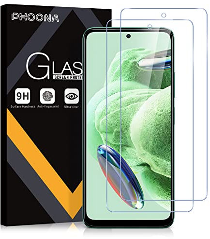 Phoona Vetro Temperato per Xiaomi Redmi Note 12 4G/5G, 2 Pezzi Pellicola Protettiva per Redmi Note 12, Durezza 9H, Anti Graffio, Anti-Impronte, Senza Bolle(6,67 pollici)