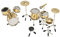 Mini-Schlagzeug-Modell, Metall-Gold-Musikinstrument-Modell, Schlagzeug-Display, Ornament Mit Ständer Und Hocker, Miniatur-Musik-Replik-Dekoration