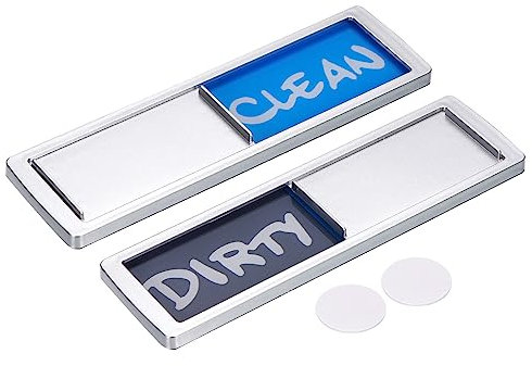 sourcing map Dishwasher Magnet Clean Dirty Sign Silver Framed Rectangle Blue-Gray,Optional Gum,Magnetic for Dishwasher Kitchen Accessories Indication