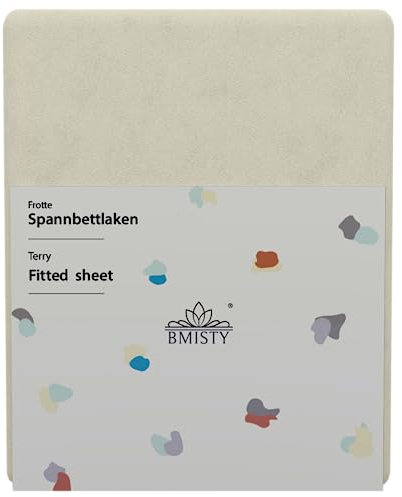 BMISTY Spannbettlaken FROTTE - Bettlaken mit Gummiband - Spannbetttücher für Schlafzimmer - Bettlaken Oeko-TEX Zertifizierung - Baumwolle Spannbettlaken 180x200 cm - Creme