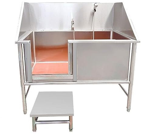 Professionelle Hundebadewanne Aus Edelstahl, 53-zoll-hundepflegewanne, Duschwaschbecken Für Katzen Und Hunde, Linke Tür Der Hundewaschstation Mit Multifunktionalem Hocker(120cm/47in)