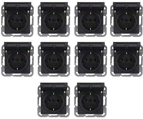 10 Stück Gira 445428 SCHUKO-Steckdose mit Klappdeckel System 55 Anthrazit
