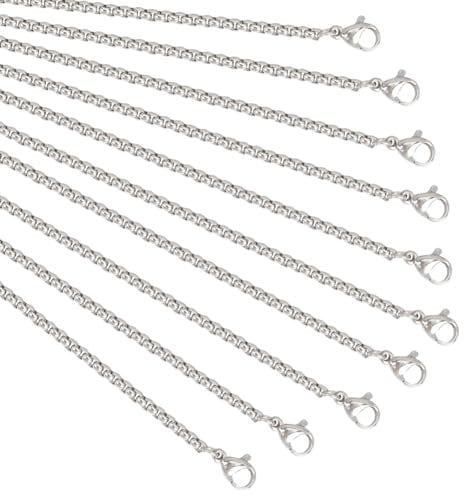 NBEADS 10 Pcs 75cm Necklace Chains, 2.5mm 304 Stainless Steel Link Cable Chain Necklaces Snake Chains with Lobster Clasps for Jewelry Making, Stainless Steel Color