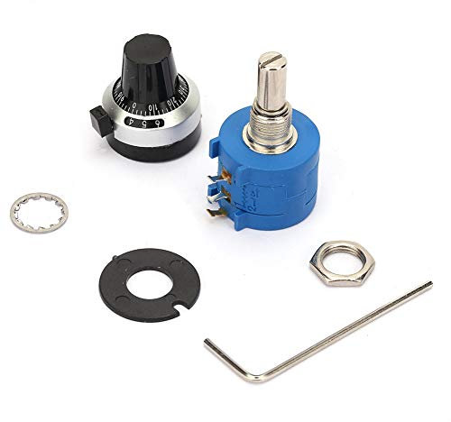 Risegun 100K Ohm Potentiometer, 3590S-2-104L 100K 2W Ohm Drahtpotentiometer mit 10-Dreh Zählknopf, Mehrgang Drahtpotentiometer