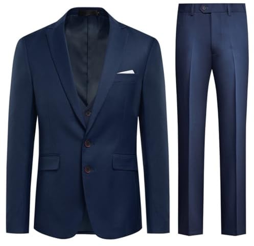 Allthemen Abito da Uomo 3 Pezzi Slim Fit Completo da Sposa da Cerimonia da Cena Blazer con 2 Bottoni Smoking Suit Giacca Pantaloni Gilet