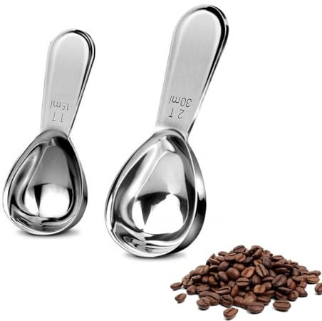 Hpamba Cuchara Medidora De Café De 2 Piezas, Acero Inoxidable 304 2 Piezas Cucharas De Café Cucharas Medidoras De Acero Inoxidable 2 Cucharadas De Café Molido Para Granos De Café O Té Cuchara De Café