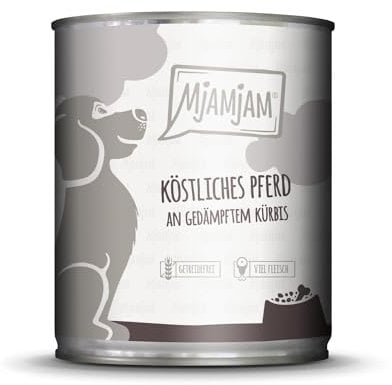 MjAMjAM - Premium Nassfutter für Hunde - köstliches Pferd an gedämpften Kürbis, 1er Pack (1 x 800g), getreidefrei mit extra viel Fleisch