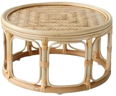 Linmeas-753 Runder Beistelltisch, Erkerfenster, Balkon, niedriger Couchtisch, Bambusoberfläche, Kleiner Haushaltsrand, runder Mitteltisch (Size : L)