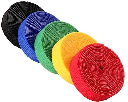 Angoily 1m Cable Strap Hook and Loop Adhesive Reusable Fastening Cable Ties for Home Office Wire Organizer Material