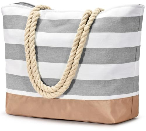 oscaurt Strandtasche Tote Bag mit Reißverschluss Große Shopper Tasche Wasserdicht Badetasche Reisetasche Damen Handtasche Umhängetasche Geschenke für Frauen (hellgrün)
