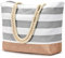 oscaurt Strandtasche Tote Bag mit Reißverschluss Große Shopper Tasche Wasserdicht Badetasche Reisetasche Damen Handtasche Umhängetasche Geschenke für Frauen (hellgrün)
