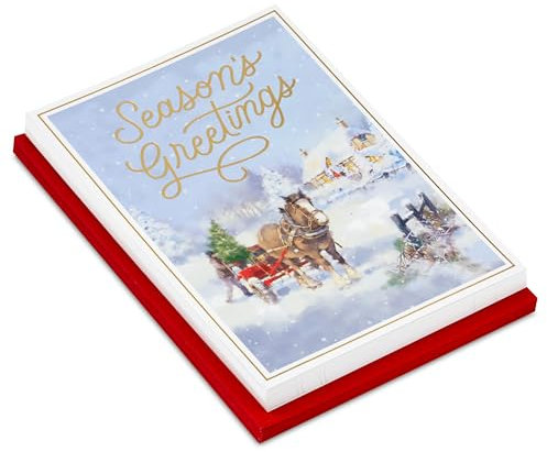 Hallmark Weihnachtskarten, Weihnachtsgrüße (16 Karten und 16 Umschläge) Pferd und Schlitten
