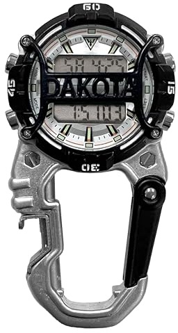 Dakota Digitaler Flaschenöffner in Käfigform, Uhr mit Clip, Reiseuhr mit Alarm und Zifferblattschutz, Wecker, Stoppuhr, Outdoor-Geschenke für Männer und Frauen, zum Angeln, Silber/schwarz, Cage Clip