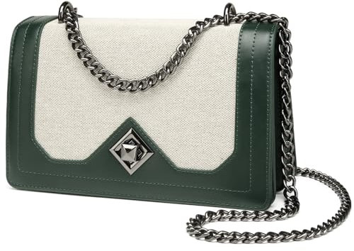 Travistar Umhängetasche Damen Handtasche Klein - PU Leder Schultertasche Damen Elegant Crossbody Bag Damen Kette Crossbag Clutch Grün Abendtasche mit Kreditkartenfächer