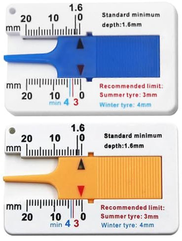 2 Stück Profiltiefenmesser Für Reifen, Reifenprofiltiefenmesser, Reifenprofilmesser,Gewindetiefenmessgerät Für Reifen - 0 Bis 20 Mm Tiefenmessschieber, Reparaturwerkzeug Zur Messung Der Dicke