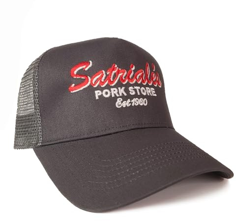 Postees Satriales Pork Store Emboridered Hat Inspired by The Sopranos Mesh Back Cap Grey