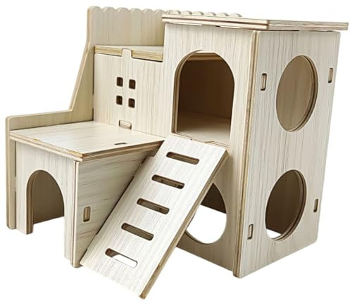 Rifugi per api selvatiche, Casette per pipistrelli, Nicchie e casette per gatti Casetta in Legno per Criceti, Casetta per Criceti in Legno, Giochi per Criceti Casa per Criceti Russi Nascondiglio, 2PCS