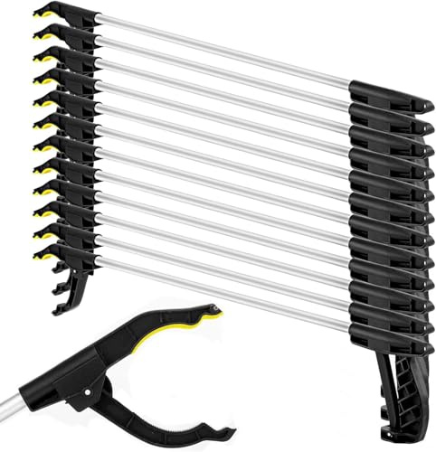 30 Inch (76cm) Litter Picker with Long Reach Handle | Magnetic Garden Tool for Rubbish, Leaves, Weeds | Durable & Ergonomic Multi-Use Tool for Elderly & Disabled (12 Pack)